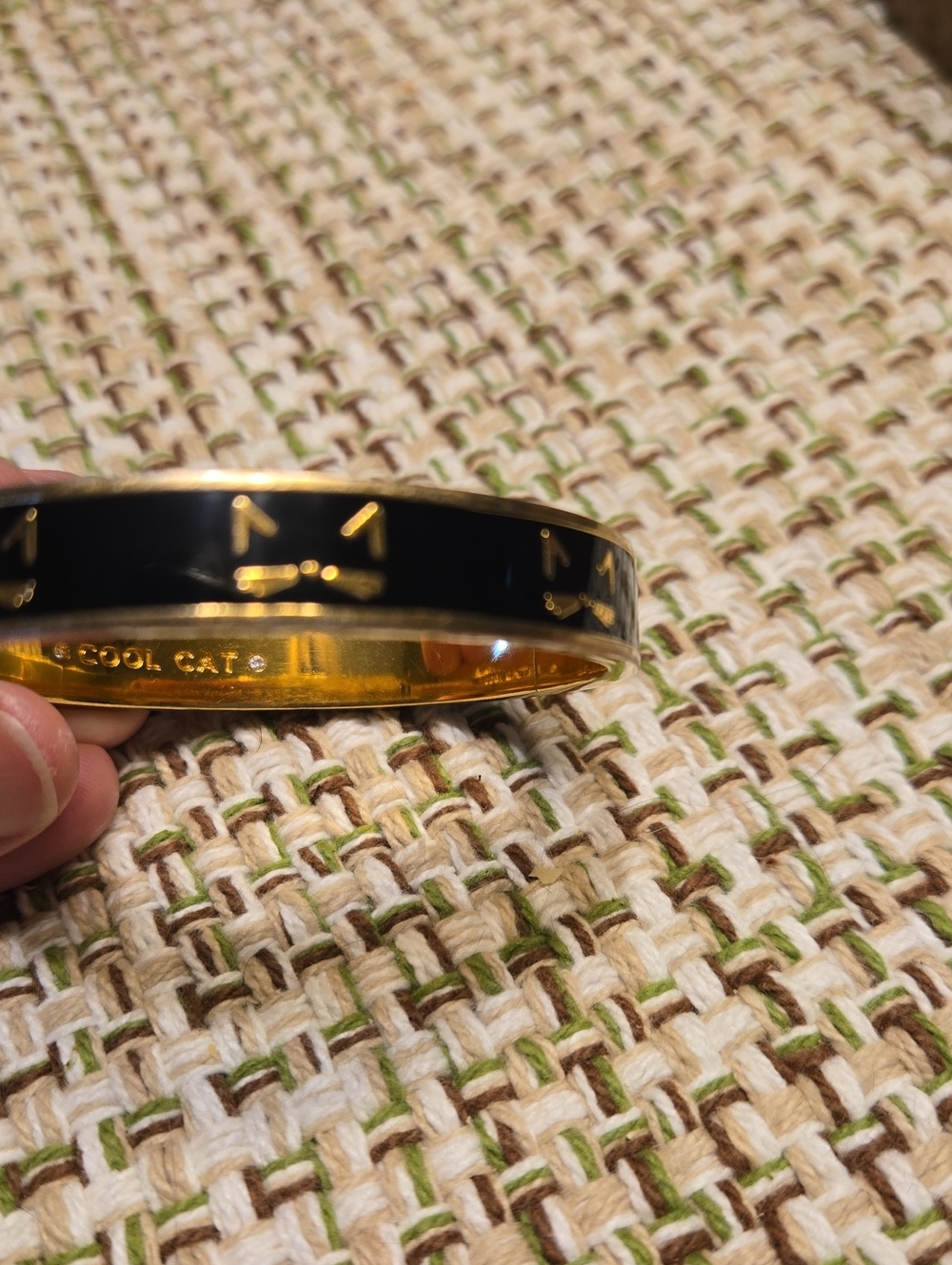 kate spade Black and Gold Enamel Bangle Bracelet